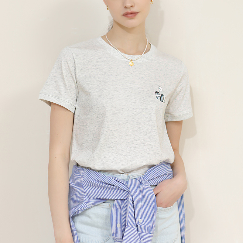 Adorable Zebra Embroidered Round Neck T-Shirt