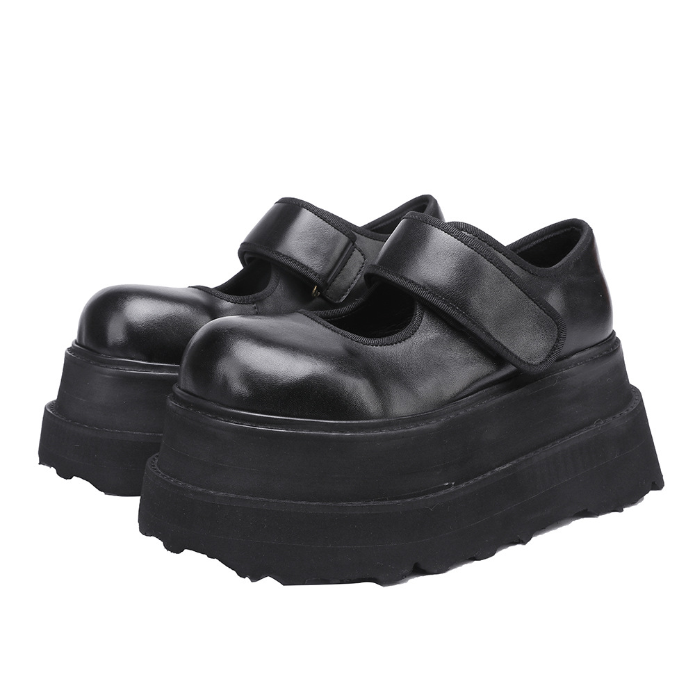 Genuine Leather Retro Chunky - Sole Flat Shoe