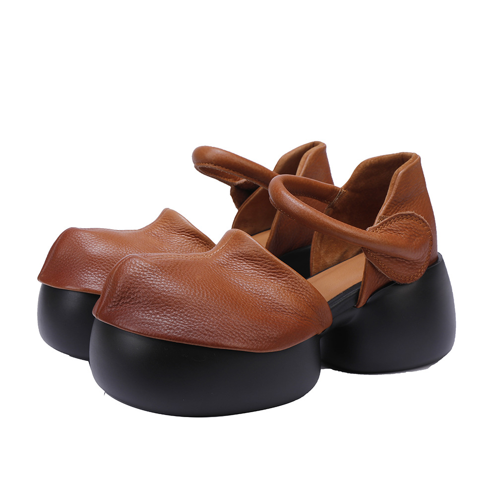 Women's Fashionable Hollow - out Retro Cowhide Shoes