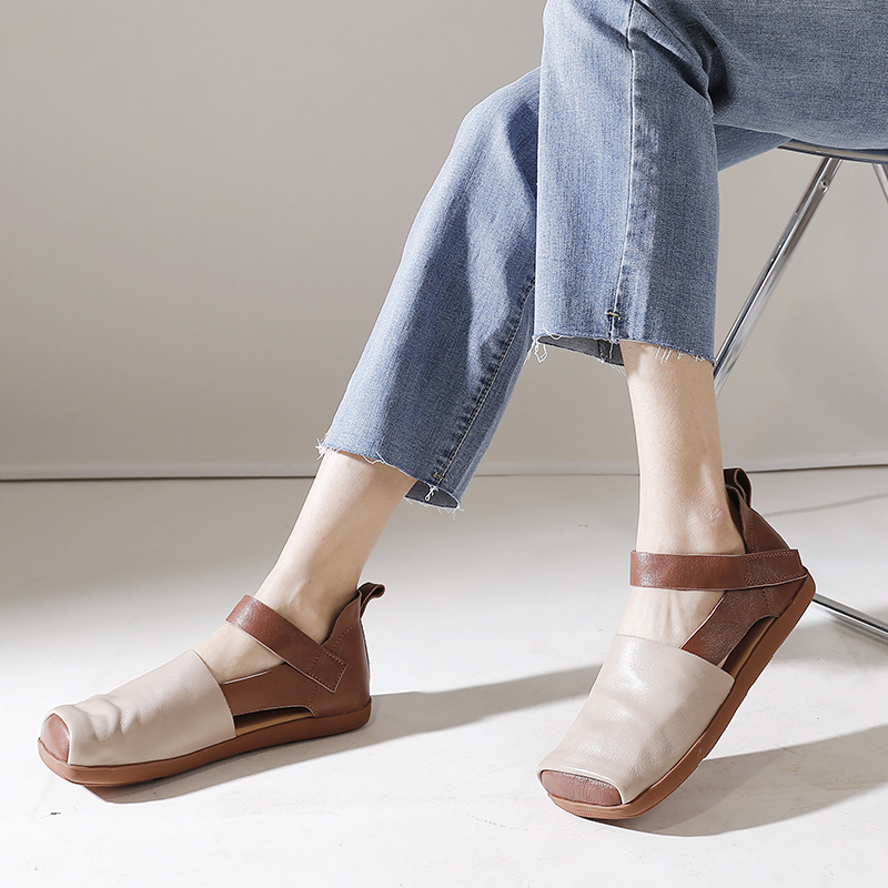 Women's Vintage Hand - made Square - Toe Soft - Sole Genuine Leather Shoes