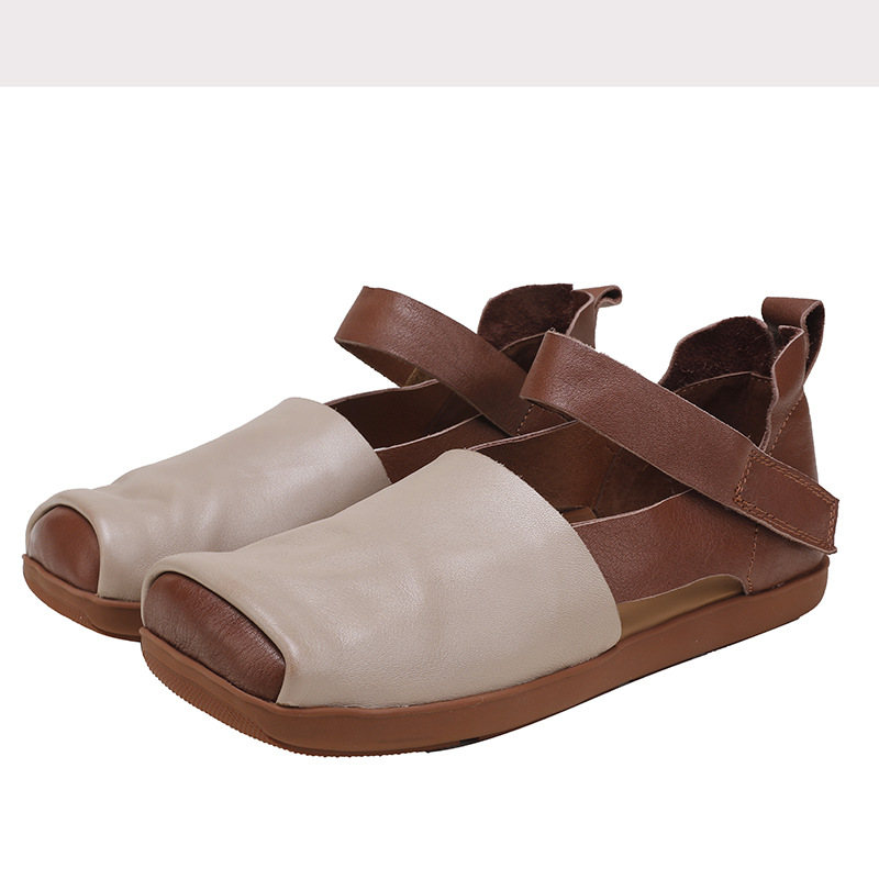 Women's Vintage Hand - made Square - Toe Soft - Sole Genuine Leather Shoes