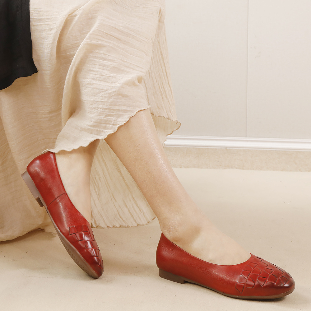 Leather Flat Shoes - Chic Retro for Qipao 02