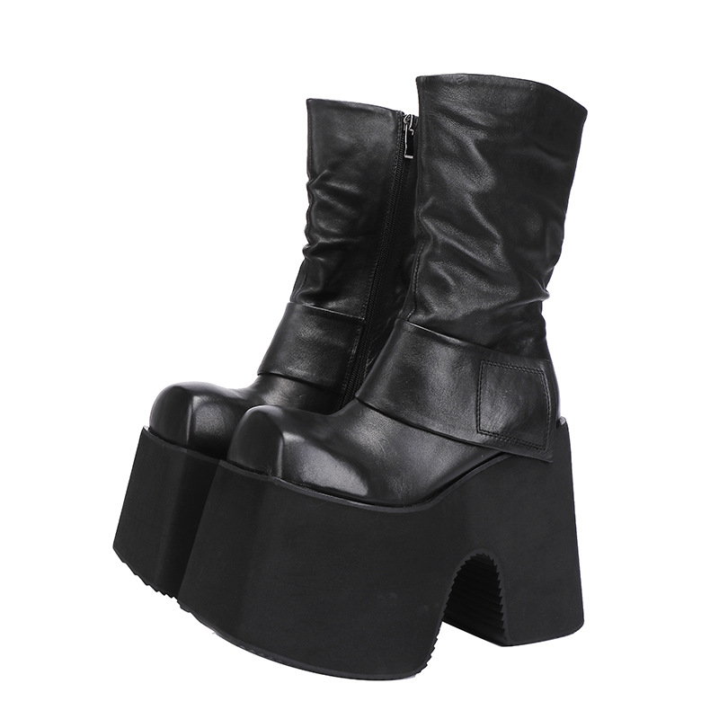 Petite Chunky Heel Knee-High Boots in Top-Grain Leather