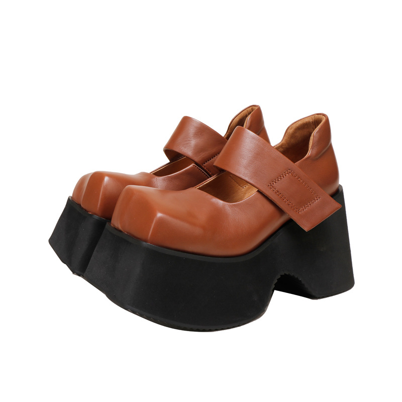 10cm Leather Platform Shoes - Comfortable All-Season Flats