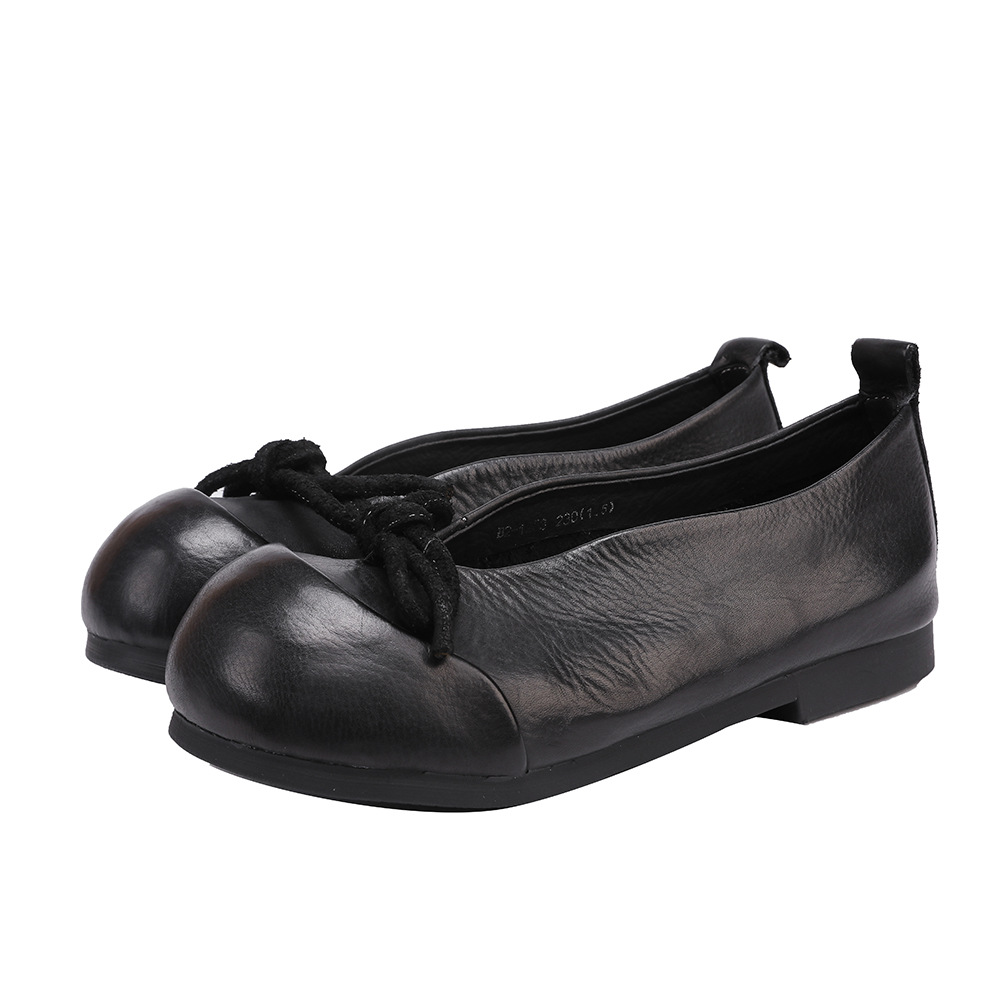 Red Bow Ballet Flats - Soft Leather Boho Shoes