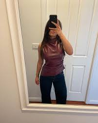 Solid Color PU Slim Fit And Slimming Half High Neck Sleeveless Vest - Stylish and Shapely Top for Women review Amanda Lee